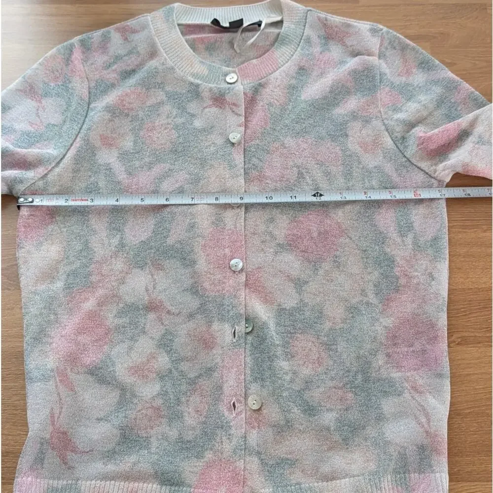 Zara 188/019/330 Floral Cardigan Womens S Gray Long Sleeve Button Crewneck NWOT